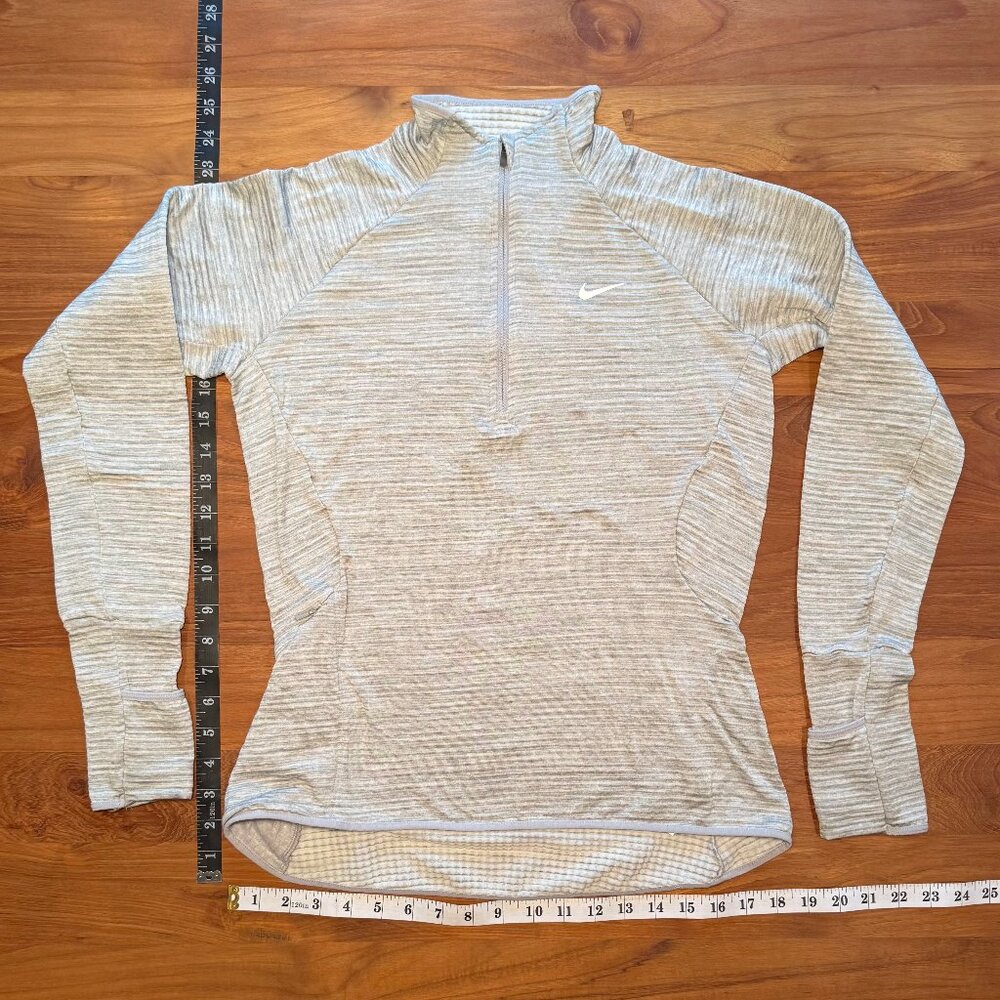 Nike Long Sleeve Half-Zip Pullover - Light Gray Heather with White Swoosh